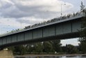 Koelner Seilbahn Gondel blieb haengen Koeln Linksrheinisch P627